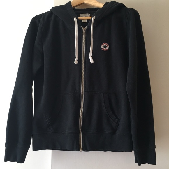 Converse Tops - Women’s Converse Black XL Zip-Up Hoodie